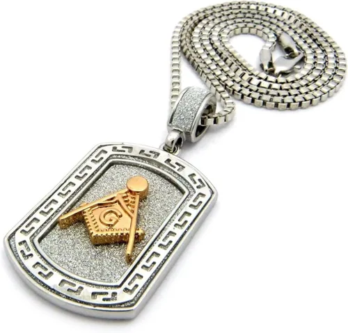 Vista 2 de Collar de cadena colgante para hombre Freemasons Masonic ILLUMNIATI