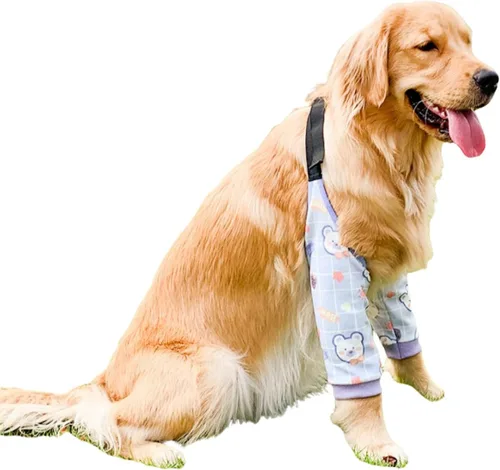 Vista 7 de Protector de codo para perro, coderas gruesas con almohadilla de malla para perros medianos y grandes, para invierno y otoño, evita lamer heridas