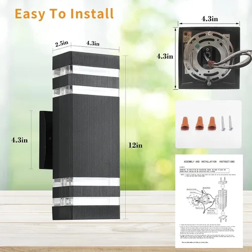 Vista 3 de Tewei 1 paquete de luces LED cuadradas hacia arriba y hacia abajo, luz de montaje en pared para exteriores, 14 W, IP65, 3000 K, 1100 LM, blanco