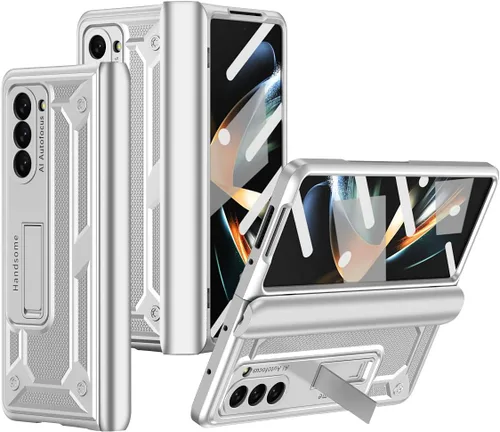 Vista 9 de Miimall Funda para Samsung Galaxy Z Fold 5 con protección de bisagra, protector de pantalla incorporado Kickstand Funda protectora de PC de cuerpo