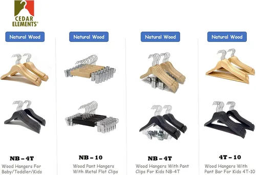 Vista 8 de Perchas para niños (madera natural, perchas para pantalones para niños NB-10)