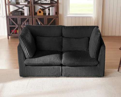 Vista 37 de Sofá Modular de Tamaño Grande, Sofá Seccional de Chenilla Cloud Extra Profundo con Chaise Otomana, Sofá Cama de Chenilla Esponjosa de 5 Asientos