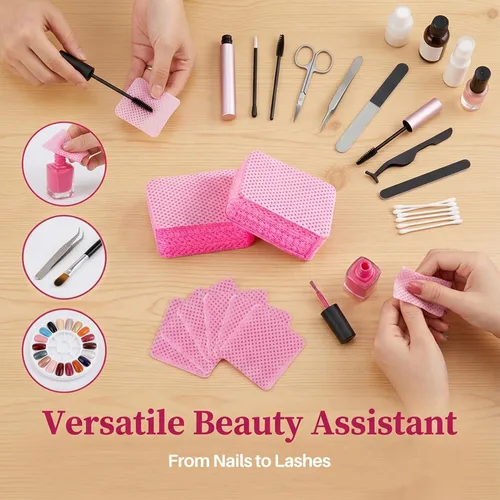 Vista 6 de MAQIHAN 600 Toallitas para Uñas Sin Pelusa - Toallitas Removedoras de Esmalte de Uñas Rosa Sin Pelusa, Almohadillas para Uñas Sin Pelusa para Uñas