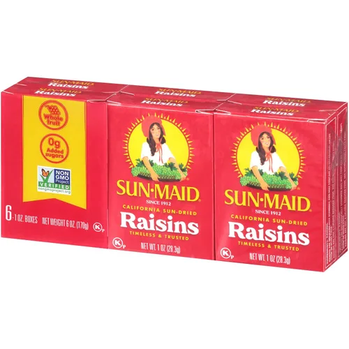 Vista 4 de Sun-Maid Pasas sin semillas, aperitivos para llevar, 1 oz, 6 unidades, paquete de 3, (18 paquetes en total)