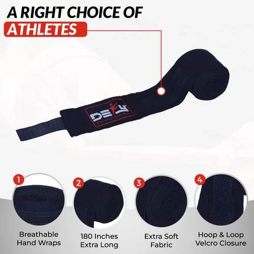 Vista 2 de DEFY Professional – Vendas elásticas profesionales para manos, de 180 pulgadas (457.2 cm), para boxeo, muay thai, MMA, para hombre y mujer - Par Rojo
