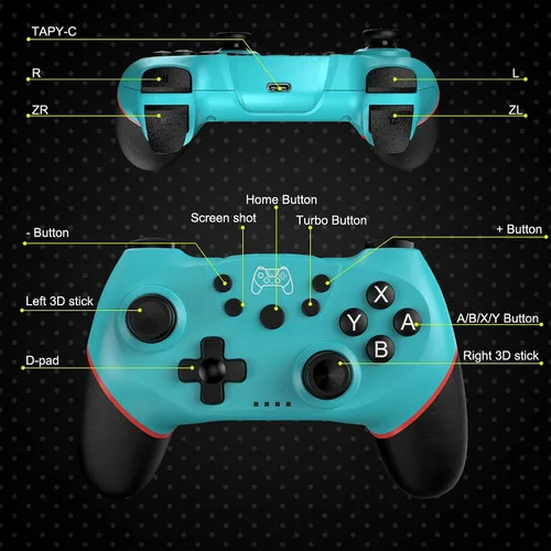 Vista 7 de Diswoe Controlador de interruptor, controlador de interruptor Bluetooth para SwitchSwitch Lite, controlador de interruptor inalámbrico con turbo