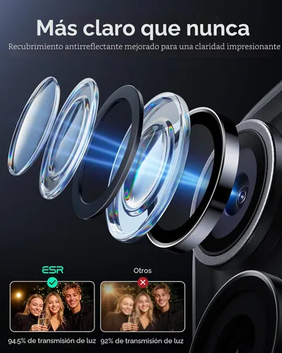 Vista 5 de ESR Protector de lente de cámara para iPhone 15 Pro Max/15 Pro/14 Pro Max/14 Pro, protector de lente individual HD ultra resistente, vidrio templado