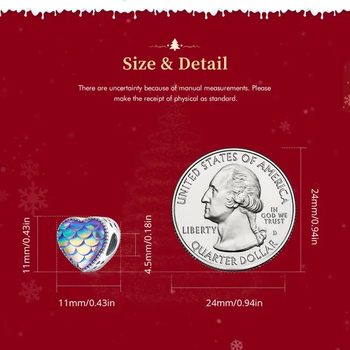 Vista 3 de VOROCO Dije de plata de ley 925 con forma de corazón para pulsera, Navidad, día de la madre, cumpleaños, joyería perfecta para mamá, abuela, hija
