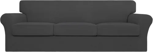 Vista 26 de Easy-Going Funda elástica de sofá de 4 piezas de gran tamaño para perros, funda de sofá lavable para 3 cojines separados, protector de muebles Negro