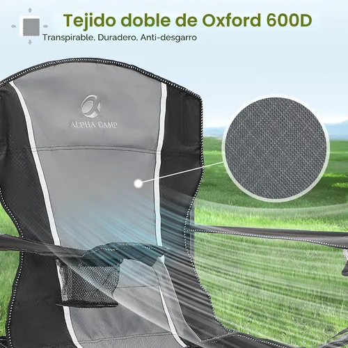 Vista 5 de ALPHA CAMP Silla plegable de gran tamaño para campamento, soporte de marco de acero resistente, 350 libras, brazo acolchado plegable con soporte