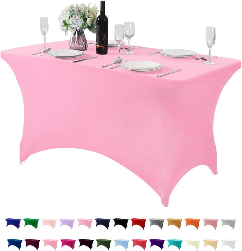 Vista 157 de Mantel de elastano para mesa de 6, 4 o 8 pies, universal, ajustable, para fiestas, banquetes, bodas y eventos, color verde manzana