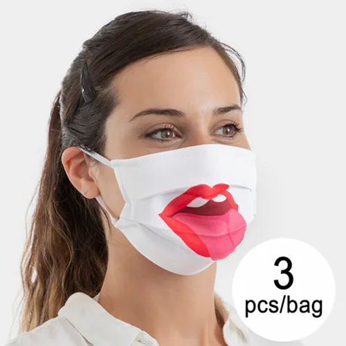 Vista 2 de Mascarilla Higiénica de Tela Reutilizable Tongue Luanvi Talla M Pack de 3 uds