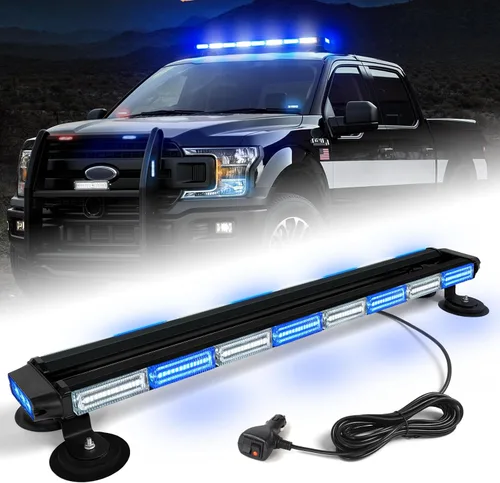 Vista 11 de Barra de luces estroboscópicas de techo de 34 pulgadas con 166 LED, intermitentes, luz de advertencia, asesor de tráfico, luz de emergencia, base