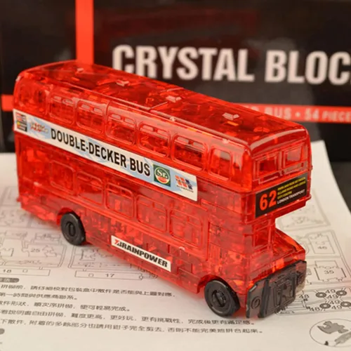 Vista 2 de Rompecabezas de cristal 3D - Modelo de autobús DIY Gadget Blocks Building Toy Gift