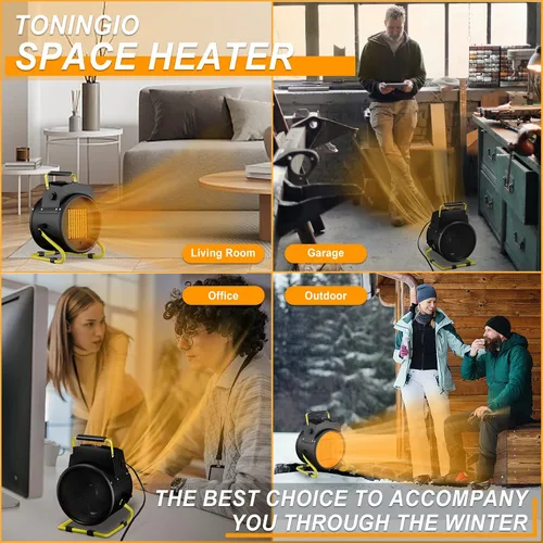 Vista 6 de Calentador para exteriores, calentadores eléctricos portátiles de 1500 W para patio con calentamiento rápido 3S y protección contra