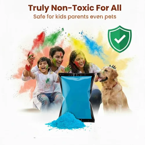Vista 2 de Polvo de color Holi natural y no tóxico, azul oscuro, 3 x 3.5 onzas, polvo de color gulal vibrante para guerras de color, fiestas de Pascua