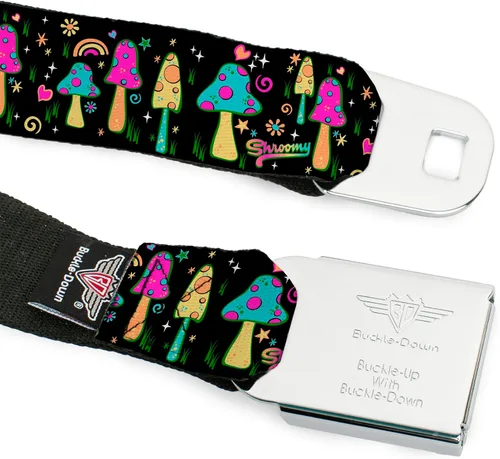Vista 9 de Buckle-Down Cinturón, cinturón de seguridad hebilla cinturón, hongos jardín Shspacious negro multicolor, ajustable