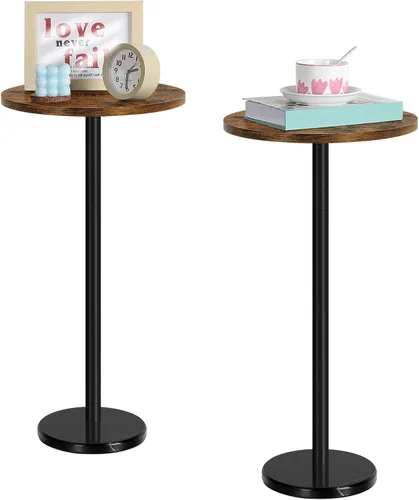 Vista 8 de Mesa auxiliar redonda pequeña, juego de 2 mesas auxiliares redondas negras, mesita de noche moderna para niños, mesa de noche para exteriores