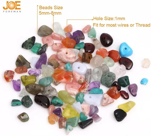 Vista 4 de 3-5mm Cuentas de Amazonita en forma libre para hacer joyas de 86,4 cm de color azul y verde JOE FOREMAN