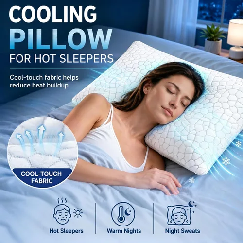 Vista 11 de SUPA MODERN Almohada refrescante de tamaño estándar, 1 paquete, almohadas de espuma viscoelástica trituradas CertiPUR-US, almohadas de cama frescas
