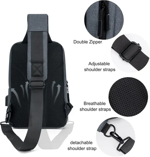 Vista 2 de ecosmile Bolso bandolera bandolera bandolera para hombres y mujeres, bolsas de viaje para trabajo
