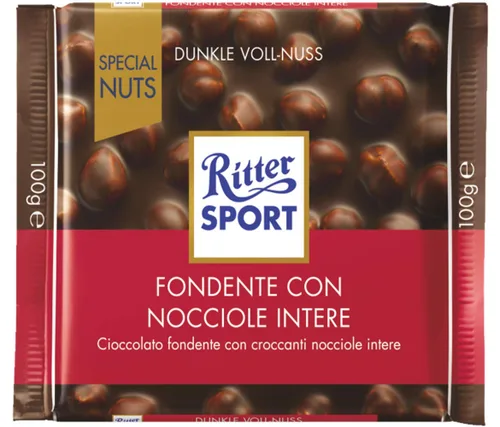 Vista 3 de Ritter Sport Barras de chocolate negro con avellanas enteras de 3.5 onzas/3.53 oz, paquete de 4
