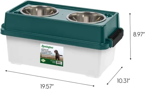 Vista 4 de IRIS Remington - Comedero elevado mediano de 13 libras/12 cuartos de galón con recipiente hermético de almacenamiento de alimentos para mascotas