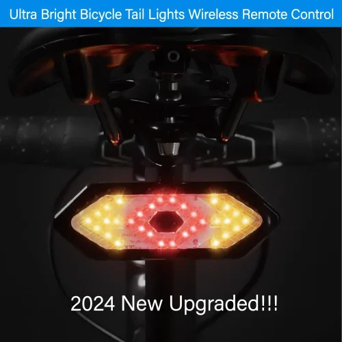 Vista 2 de Luz trasera para bicicleta con intermitentes USB recargable inalámbrico control remoto IPX4 impermeable ultra brillante LED advertencia de seguridad