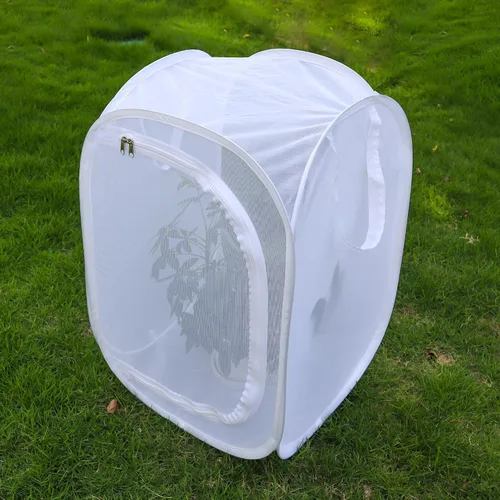 Vista 7 de Jaula desplegable para insectos y mariposas con terrario de malla transparente, 16 x 16 x 24 pulgadas