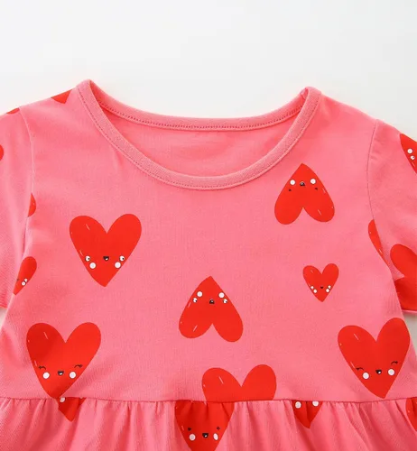 Vista 3 de Bumeex - Vestidos de verano para niñas pequeñas, de algodón, estampado de caricatura, manga corta, vestidos casuales para niñas, vestidos de sol