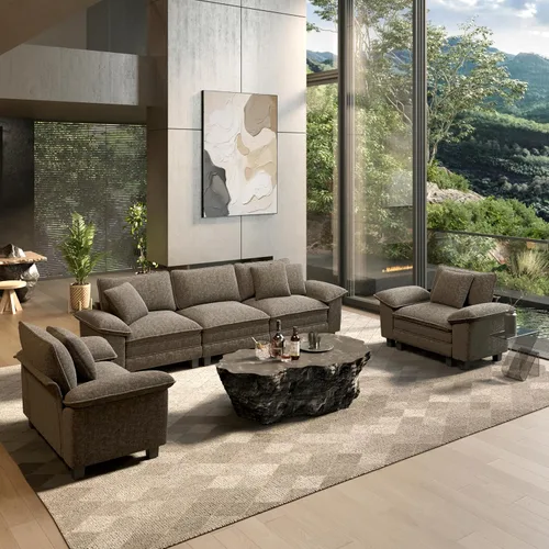 Vista 9 de HERA'S HOUSE Juego de sofás seccionales modulares de 2 piezas, juego de sofá de gran tamaño con loveseat y sillón, cómodos sofás nube con cojines