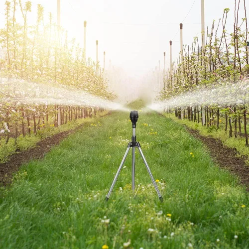 Vista 5 de Aspersor de trípode giratorio, rociadores de riego giratorios automáticos de 360 grados, aspersor telescópico de trípode para áreas grandes, patio