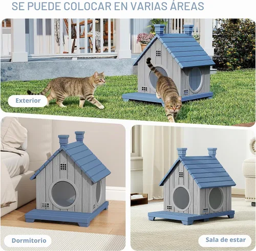 Vista 5 de Casa para gatos al aire libre, resistente a la intemperie, casas de resina duradera para gatos interiores y exteriores, refugio para gatos al aire