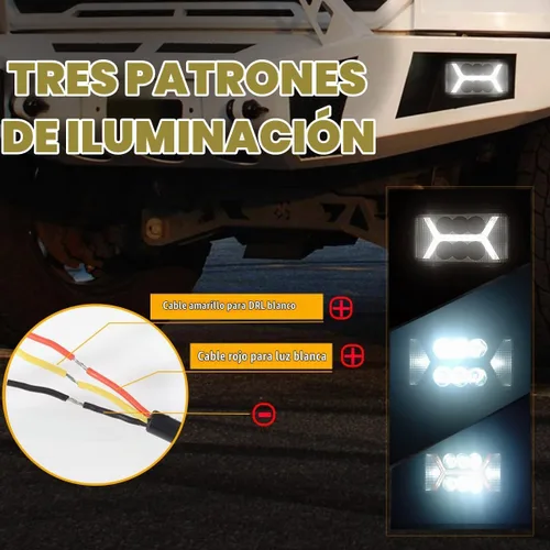 Vista 2 de Chelhead Luces antiniebla LED de montaje empotrado con DRL blanco de 6.3 pulgadas con haz combinado de vainas LED todoterreno compatibles