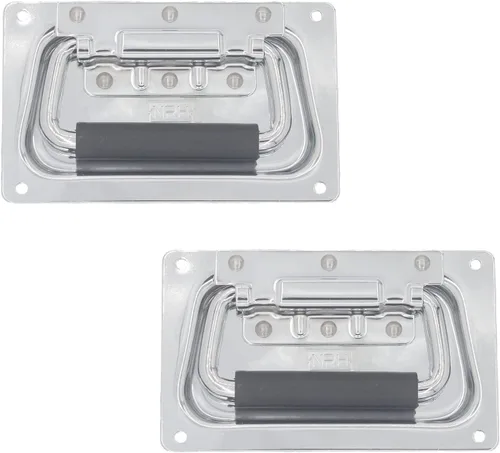 Vista 10 de 2 manijas con resorte, funda de hardware resistente para muebles, funda de anillo para caja de pecho, gabinete y altavoz con agarre de goma montado
