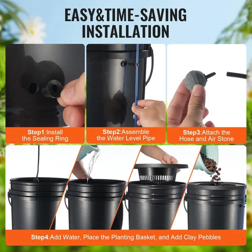 Vista 5 de VEVOR Sistema de Cultivo Hidropónico DWC, Sistema de Cultivo Hidropónico con Kit de Goteo Superior, Cultura de Agua Profunda de 5 Galones con Bomba
