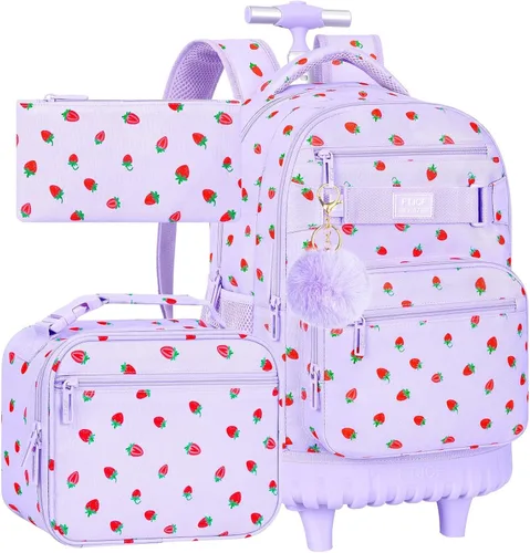 Vista 18 de 3 piezas de mochila rodante para mujeres y hombres, bolsa de 21 pulgadas para adultos con ruedas, juego de mochilas con ruedas para niñas y niños
