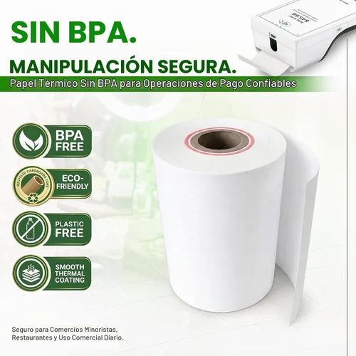 Vista 7 de Rollo de papel térmico para papel de recibo Clover Flex 2 1/4 x 55 (10 rollos)
