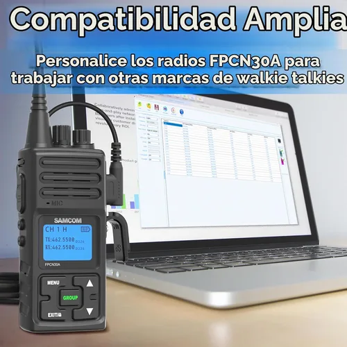 Vista 6 de SAMCOM Walkie Talkies Radios recargables de dos vías de largo alcance con auriculares, radios de 2 vías SAMCOM UHF transceptor portátil Walky Talky