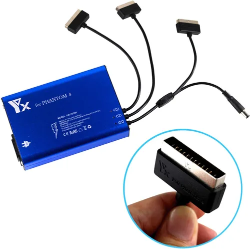 Vista 3 de Cargador de batería múltiple inteligente 4 en 1 con conexión a tierra para DJI Phantom 4/4 Advanced/4 Pro V2.0/4 Pro Plus Obsidian Drone y control