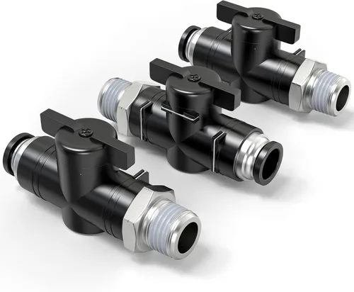 Vista 17 de TAILONZ PNEUMATIC BVU-1/2 OD Válvula de bola de control de flujo de aire Válvula de empuje para conectar accesorio (paquete de 1)