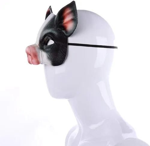 Vista 5 de Máscara de cerdo animal de media cara para Halloween, fiesta de disfraces, accesorios de cosplay