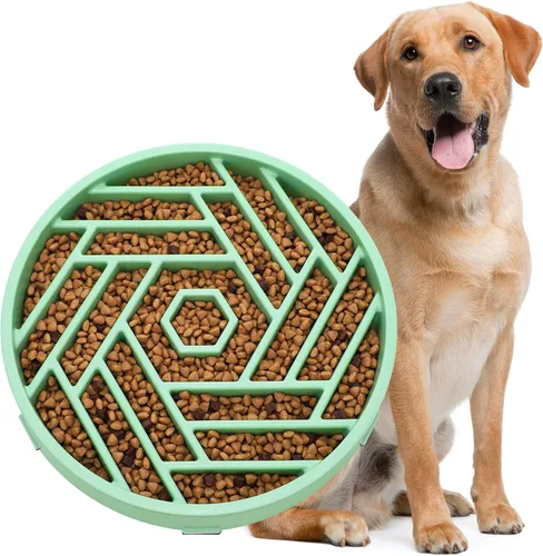 Vista 13 de WHIPPY Cuenco para perros de alimentación lenta, diseño de laberinto de rompecabezas para reducir la velocidad de comer, capacidad de 3 tazas Negro