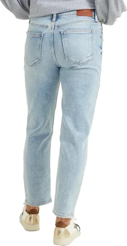 Vista 4 de ALTAR'D STATE Jeans de talle alto para mujer, mezclilla rasgada con cierre de botón, azul y negro