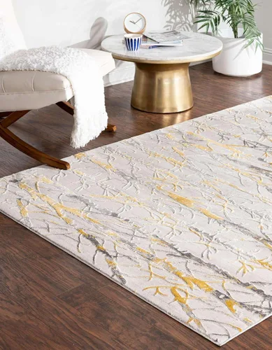 Vista 4 de Unique Loom Finsbury Collection - Alfombra rectangular de 2 x 3 pies, color amarillo y gris/ marfil