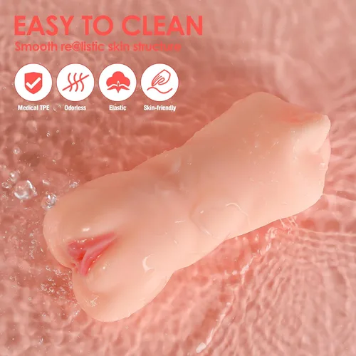 Vista 6 de ZEMALIA - Masturbador masculino 3 en 1, vagina de bolsillo con boca realista, vagina texturizada y ano apretado. Juguete para sexo oral, bombeo