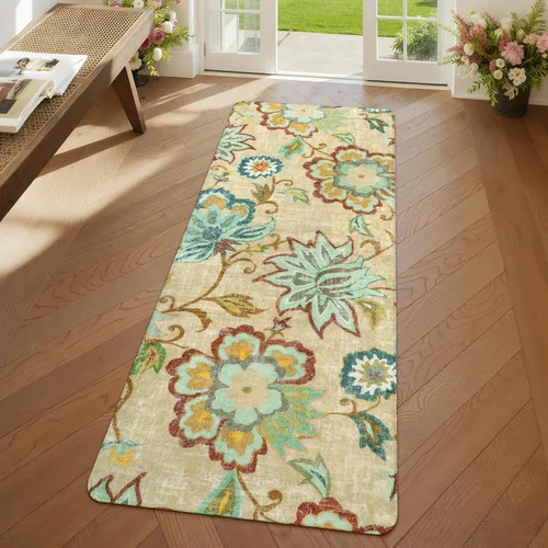 Vista 33 de Lahome - Tapete floral con estampado de cachemira, lavable, antideslizante, pequeño, anti-manchas, suave, para baño, entrada, dormitorio, Negro