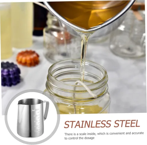 Vista 6 de Healifty Jarra de acero inoxidable de 21 onzas para hacer velas y derretir cera con diseño resistente al calor