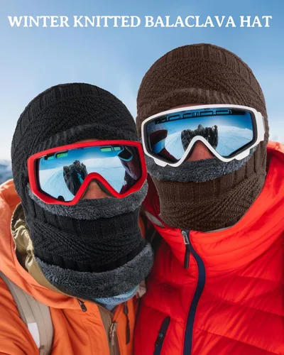 Vista 5 de Syhood Pasamontañas de punto de invierno de 23 piezas, máscara de esquí, máscara de esquí, cubierta facial, polaina para el cuello para deportes al
