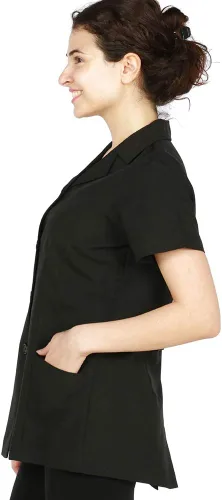 Vista 3 de Tess - Bata profesional de salón, chaqueta de estilista, uniforme de cosmetología, a prueba de lejía